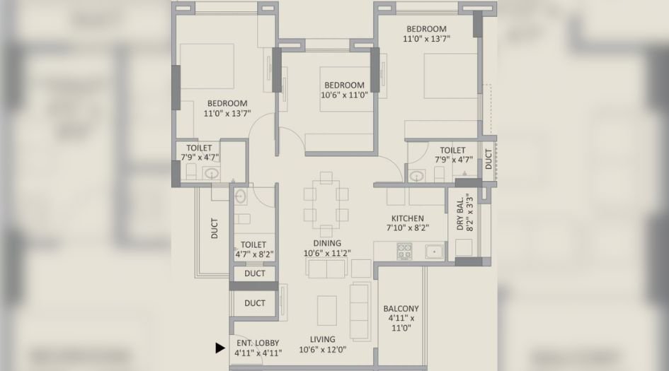 Gangotree-Dashabhuja-Floor-Plan-3 BHK